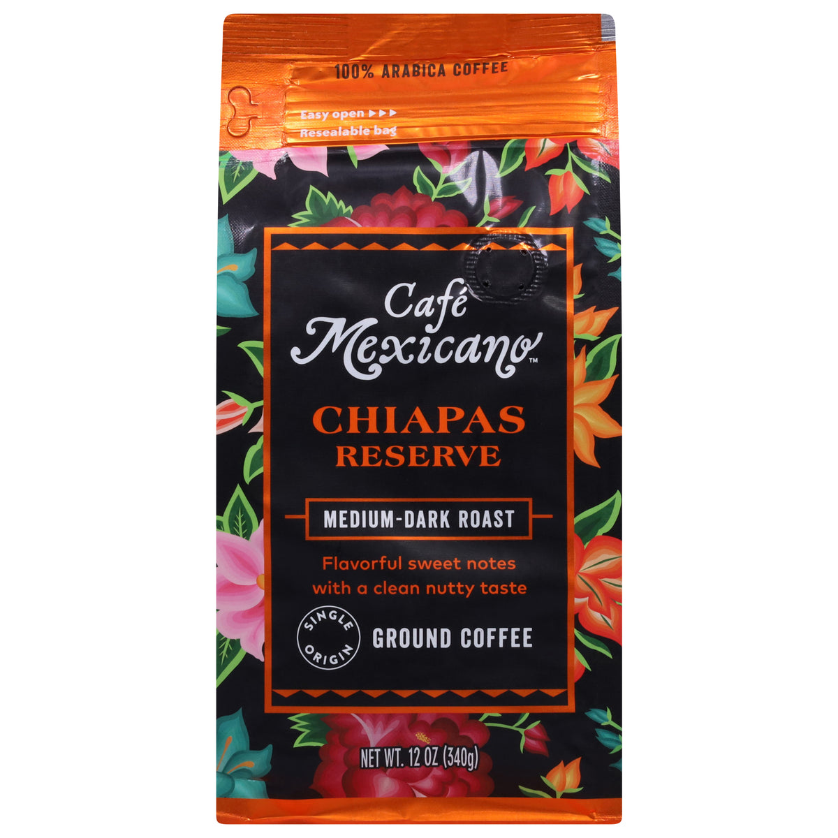 Cafe Mexicano Medium-Dark Roast Ground Chiapas Reserve Coffee 12 oz - Case of 6