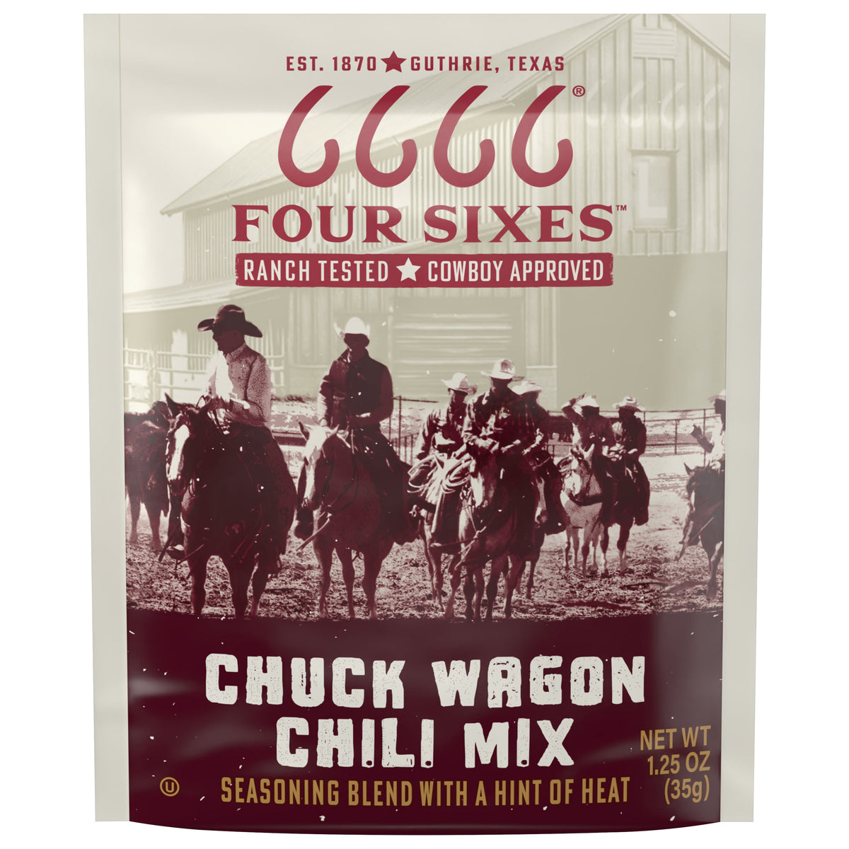 Four Sixes Chuck Wagon Chili Mix Seasoning Blend Case 12- 1.25 oz