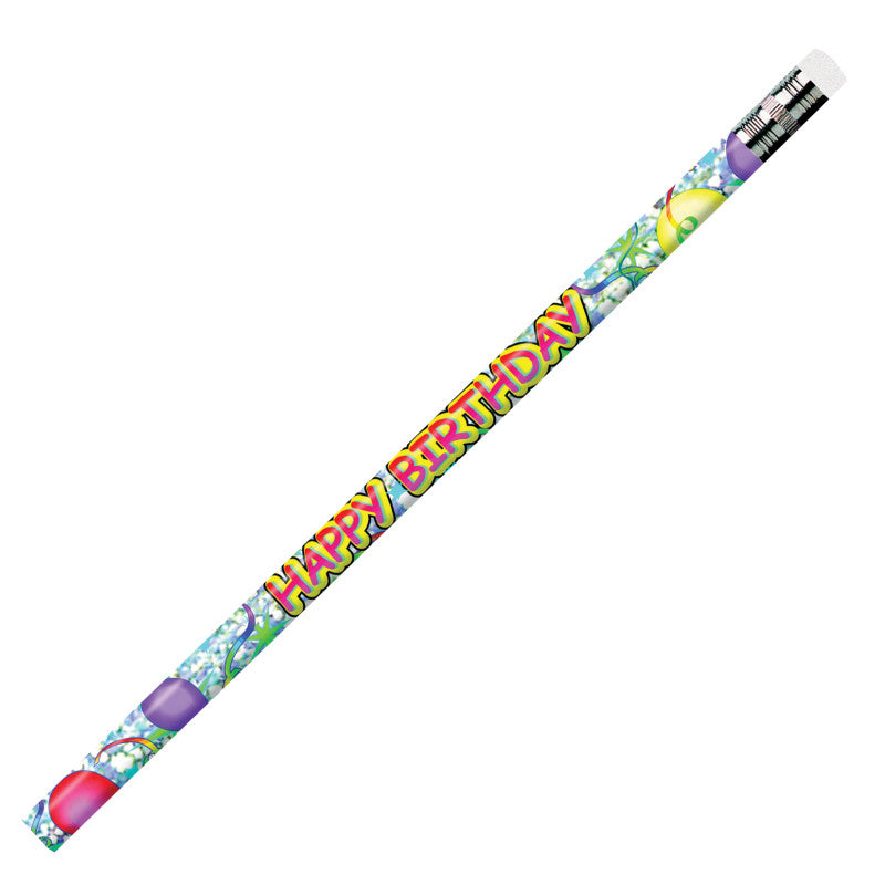 MOON PRODUCTS - Happy Birthday Glitz Pencils, 12 Per Pack, 12 Packs