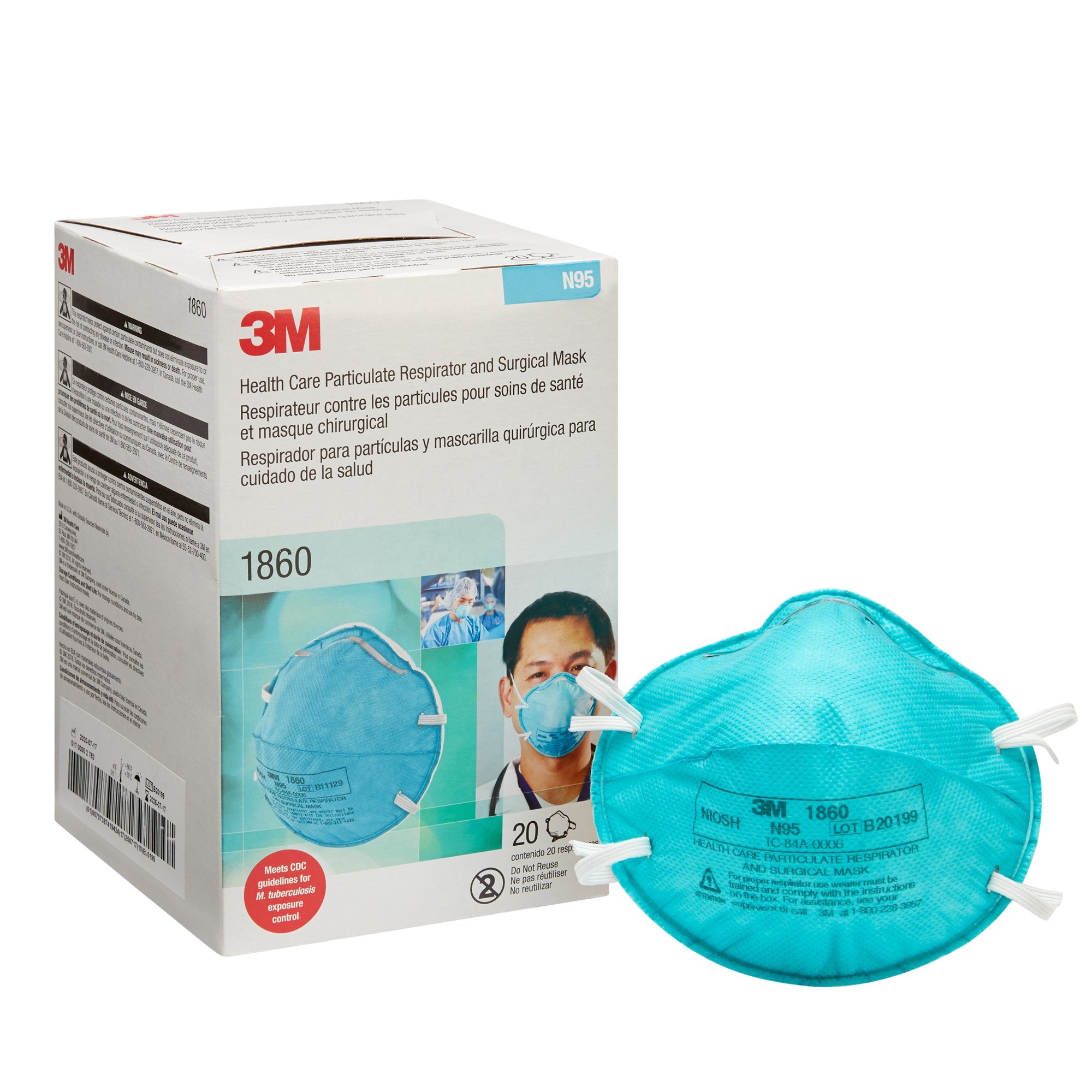 3M Company - Particulate Respirator / Surgical Mask 3M™ Medical N95 ASTM F1862 Elastic Strap One Size Fits Most [20/BX]