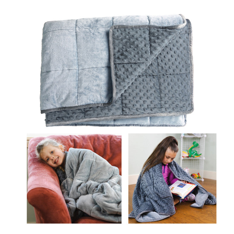 BOUNCYBAND - Soft Fleece Weighted 10lb Medium Sensory Blanket for Kids, 65" x 45"