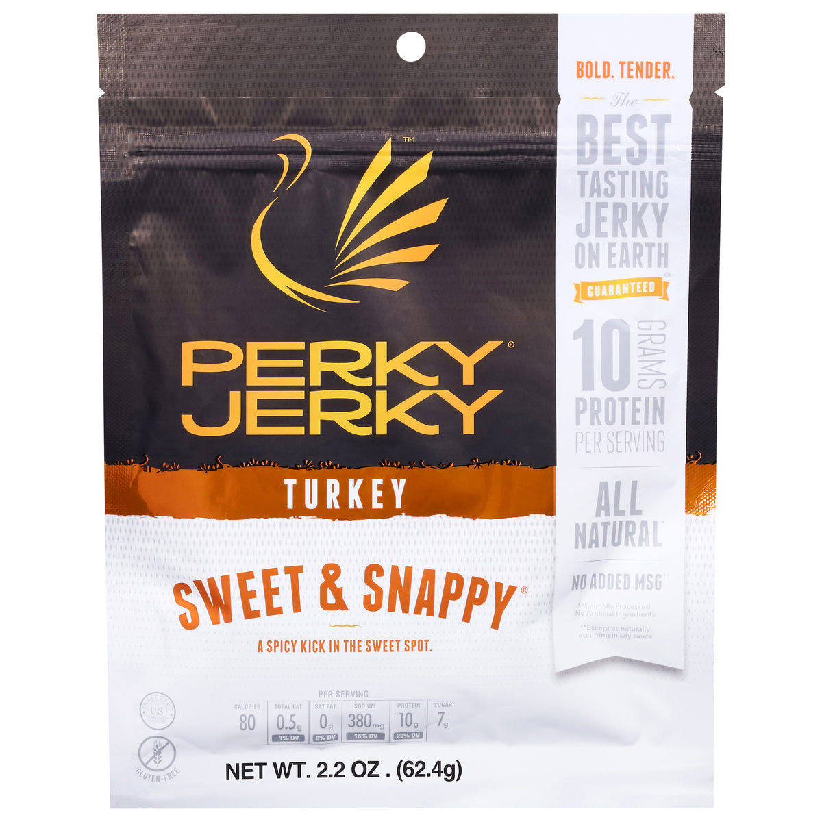 Perky Jerky Sweet & Snappy Turkey 2.2 oz - Case of 8