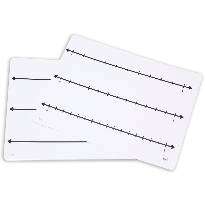 DIDAX - Write-On/Wipe-Off Fraction Number Line Mat, 9"W x 12"L, Pack of 10