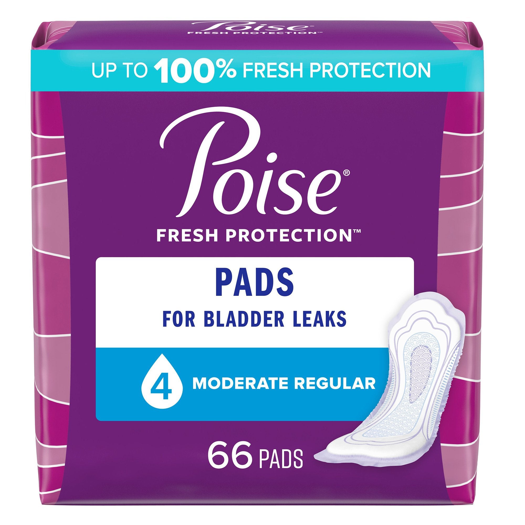 Kimberly Clark - Bladder Control Pad Poise® Fresh Protection™ 10.47 Inch Length Moderate Absorbency Sodium Polyacrylate Core One Size Fits Most [66/PK]
