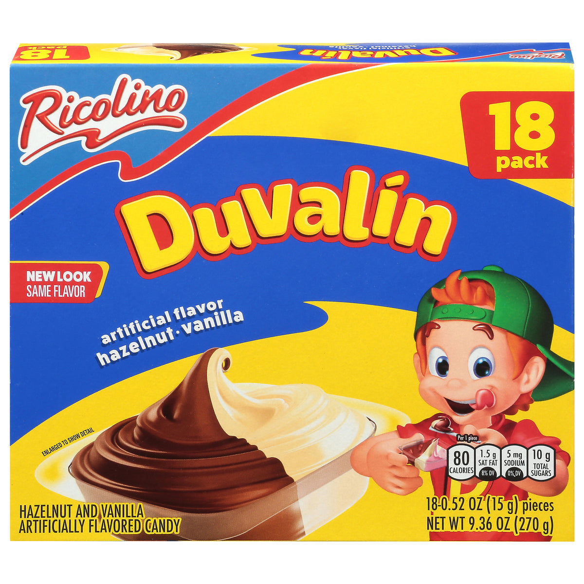Ricolino Duvalin Hazelnut and Vanilla Candy 18 - 0.52 oz Packs - Case of 24
