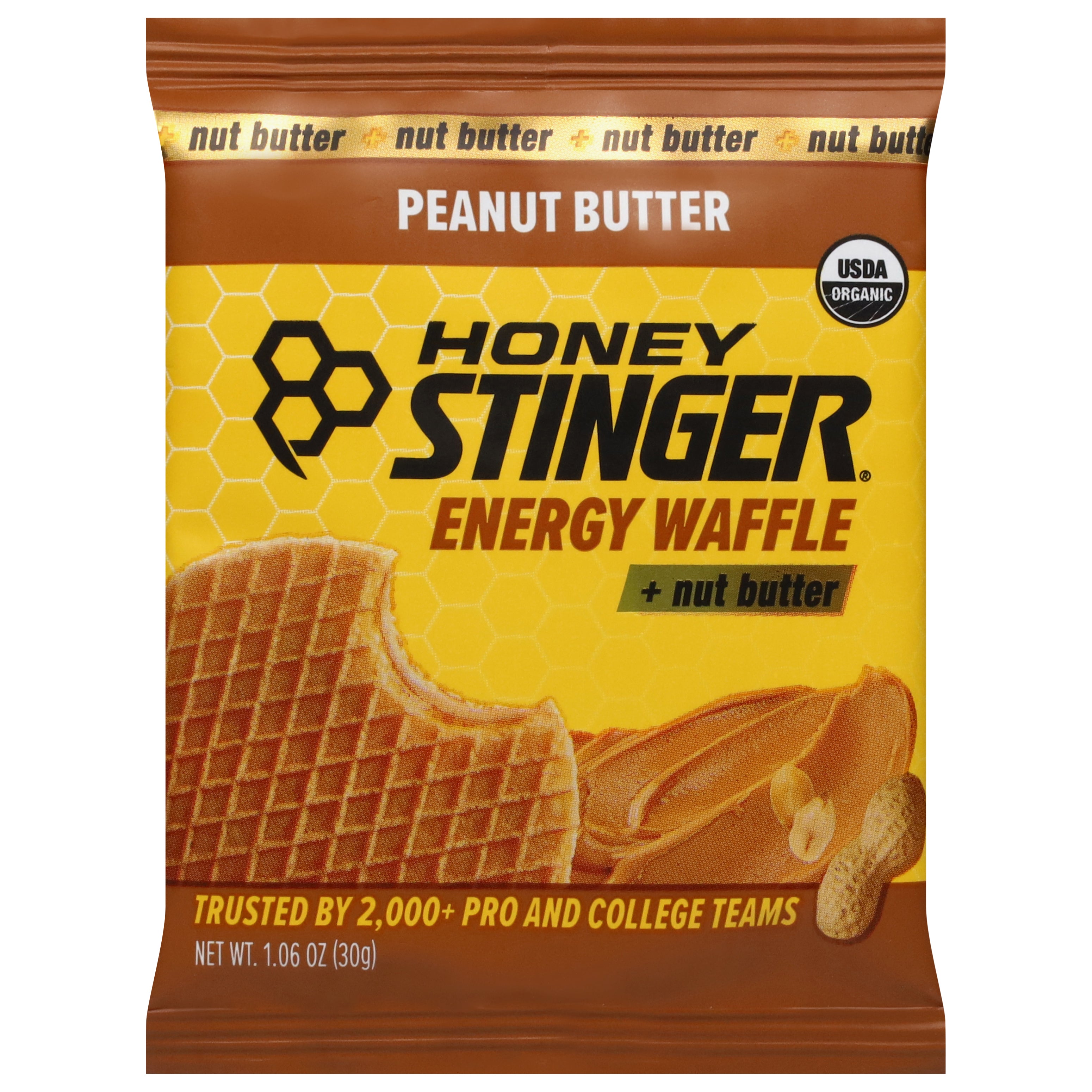Honey Stinger Peanut Butter Energy Waffle +nut Butter 1.06 oz - Case of 12