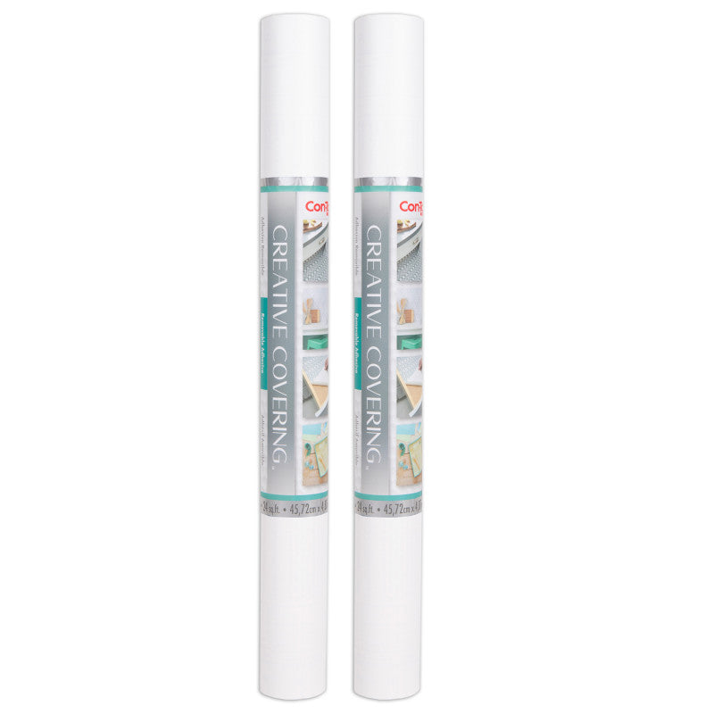 CON-TACT BRAND - Creative Covering™ Adhesive Covering, White, 18" x 16 ft, Pack of 2