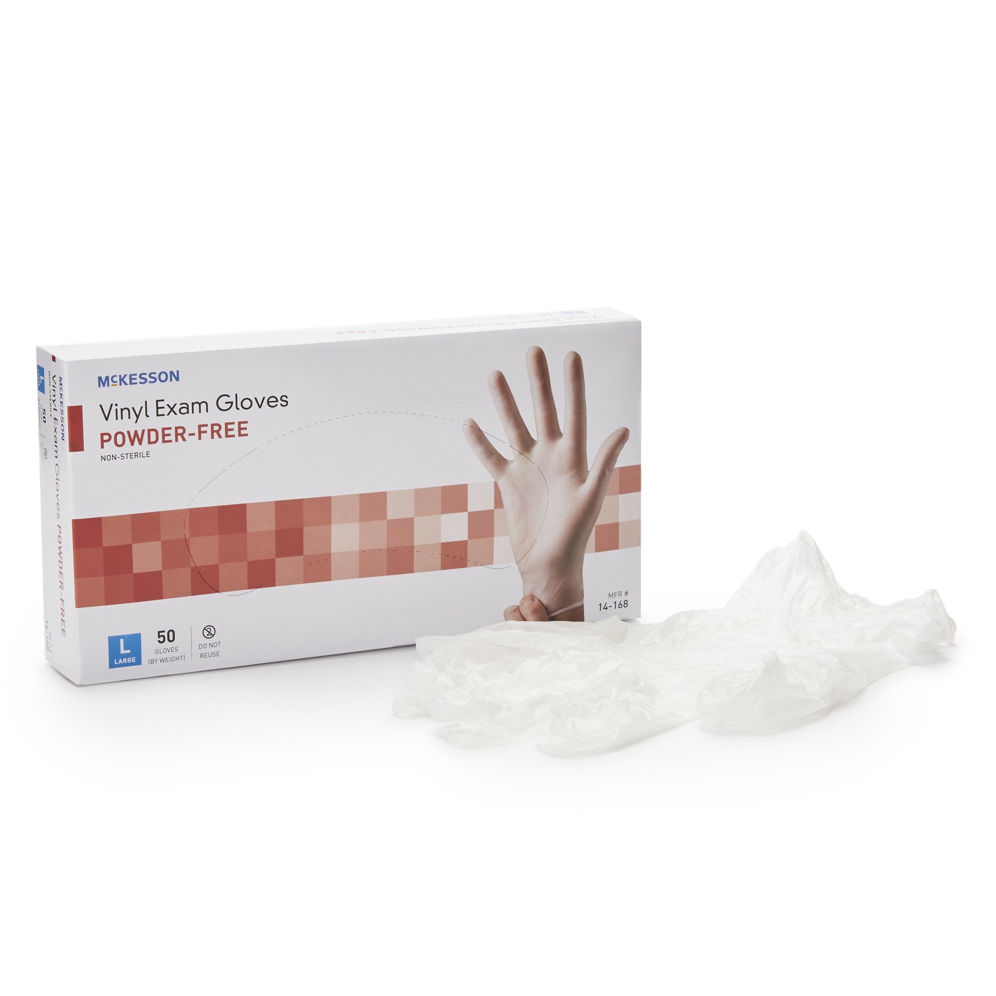 McKesson Brand - Exam Glove McKesson Confiderm® Large NonSterile Vinyl Standard Cuff Length Smooth Clear Not Rated [50/BX]