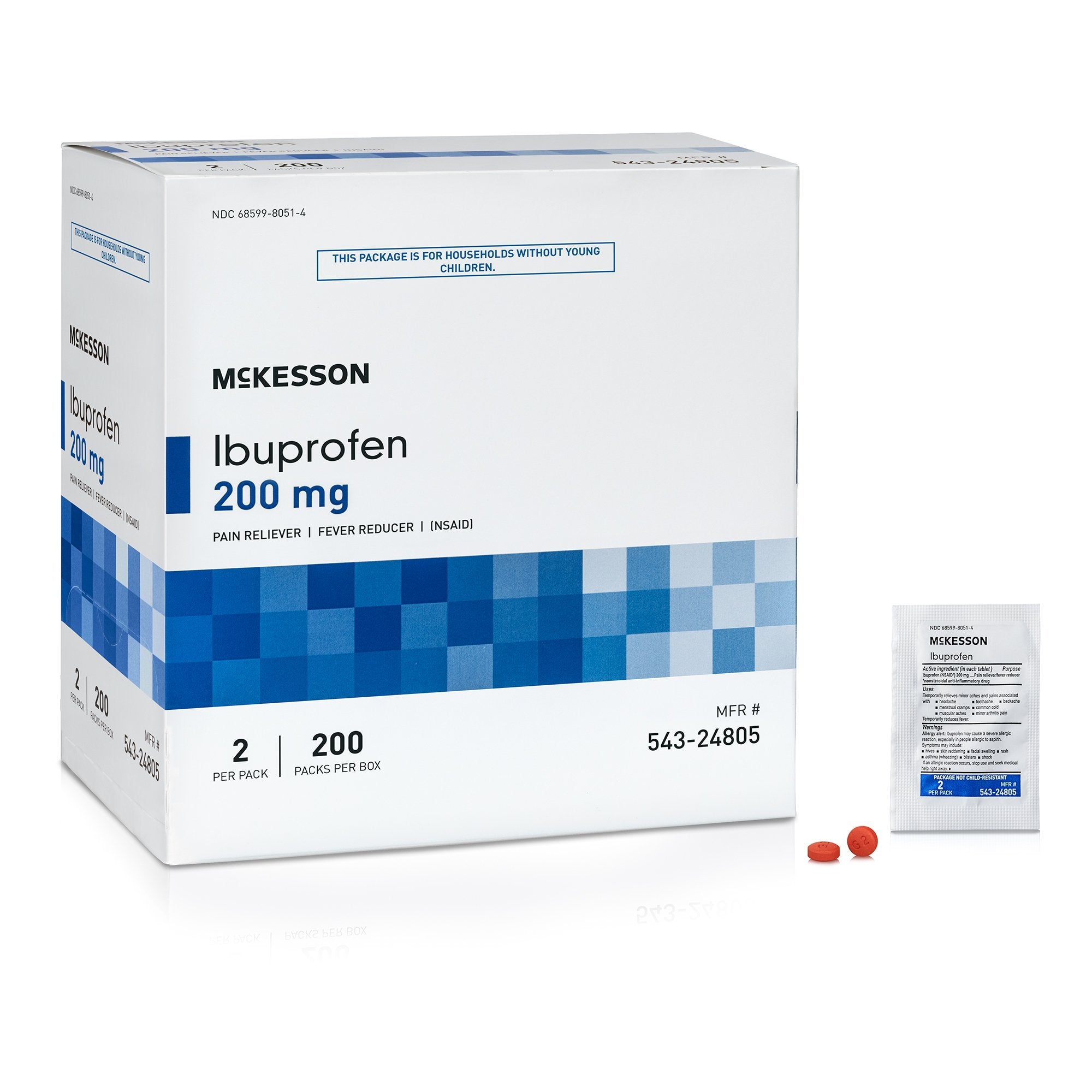 McKesson Brand - Pain Relief McKesson 200 mg Strength Ibuprofen Unit Dose Tablet 200 per Box [2400/CS]