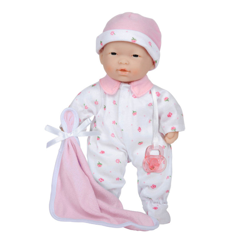 JC TOYS - La Baby Soft 11" Baby Doll, Pink with Blanket, Asian