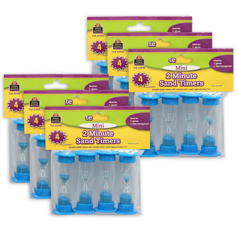 TEACHER CREATED RESOURCES - 2 Minute Sand Timers, Mini, 4 Per Pack, 6 Packs