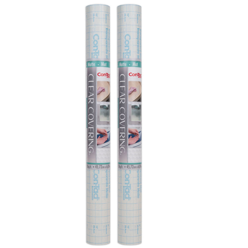 CON-TACT BRAND - Clear Cover™ Adhesive Covering, Clear, 18" x 16 ft, Matte, Pack of 2
