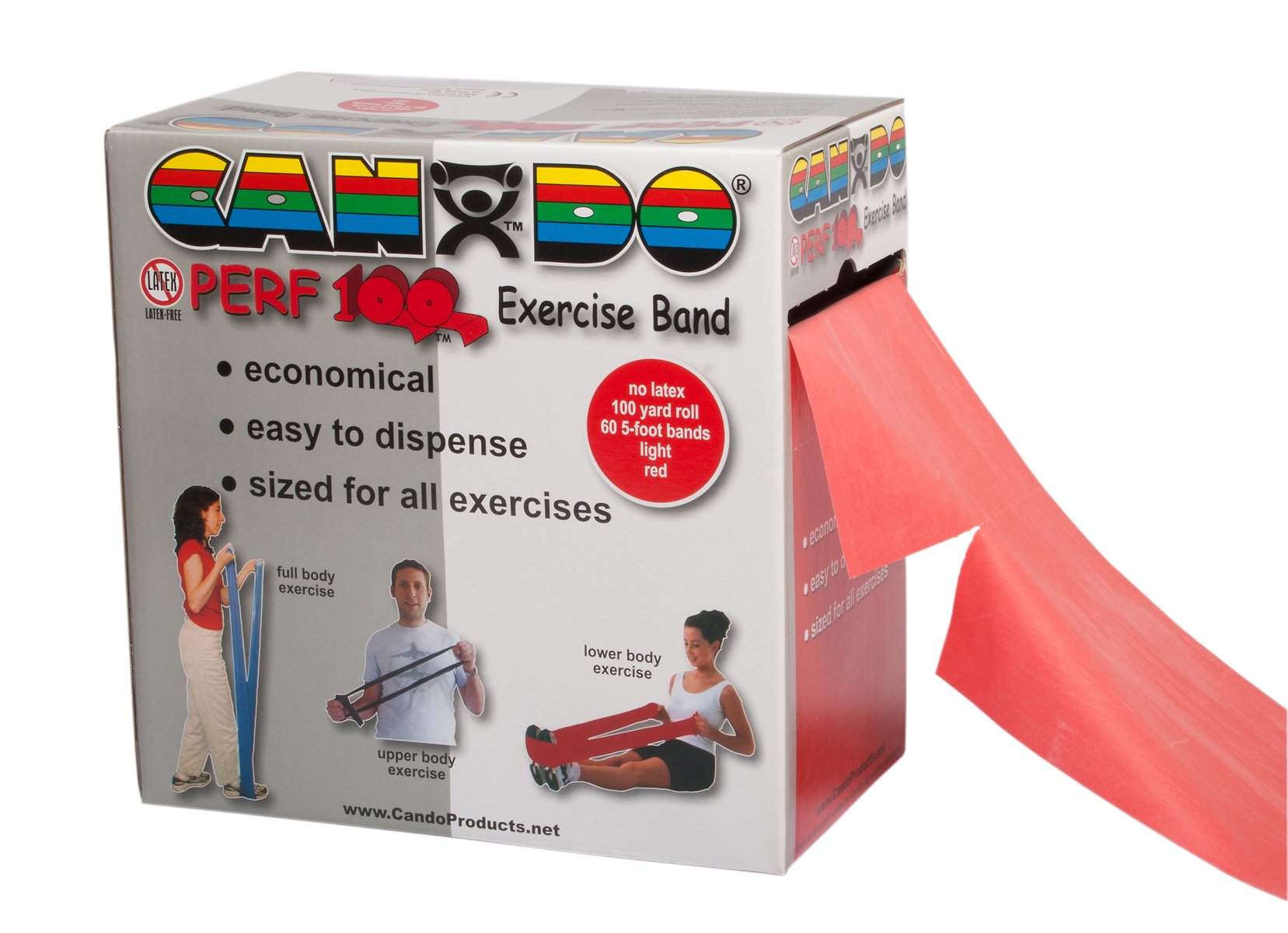 Fabrication Enterprises - Exercise Resistance Band CanDo® Perf 100™ Red 5 Inch X 100 Yard Light Resistance [1/EA]