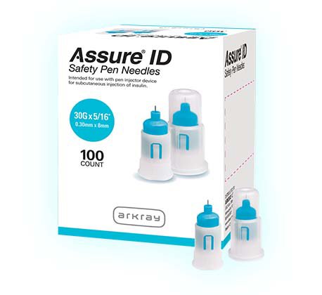 Arkray USA - Safety Insulin Pen Needle Assure® ID 30 Gauge 8 mm Length Automatic Safety Without Back-End Shield [100/BX]
