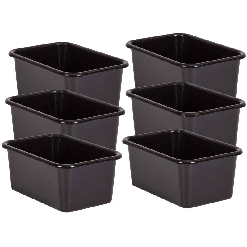 TEACHER CREATED RESOURCES - Black Small Plastic Storage Bin, Pack of 6