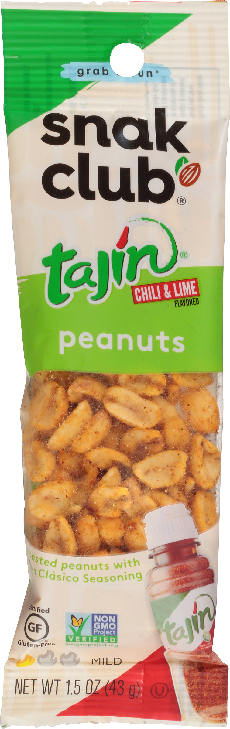 Snak Club Tajin Chili & Lime Flavored Peanuts 1.5 oz - Case of 12