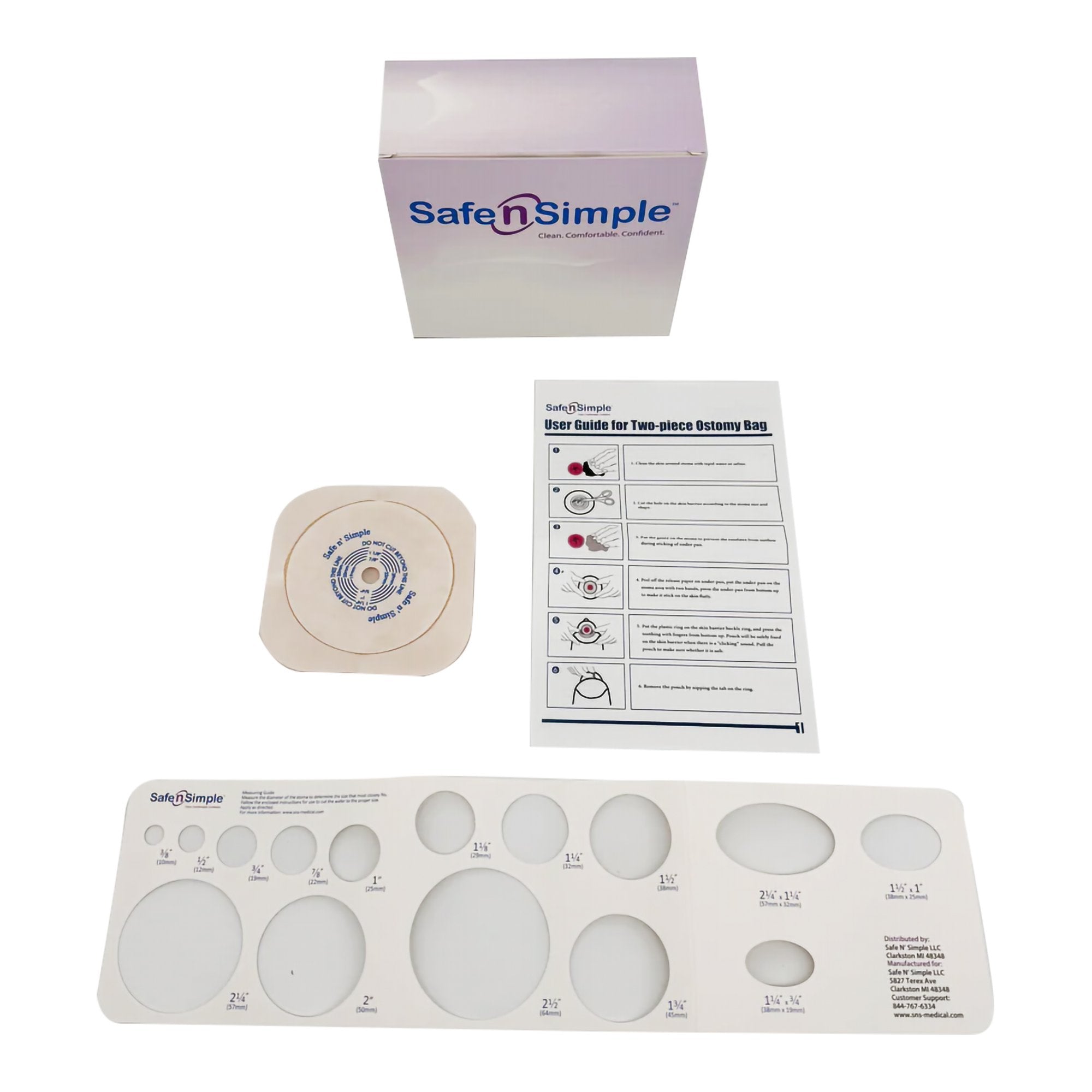 Safe N Simple - Ostomy Barrier Safe n Simple™ Trim to Fit, Standard Wear Flexible Tape 45 mm Flange Up to 1-1/4 Inch Opening 4-1/2 X 4-1/2 Inch [10/BX]