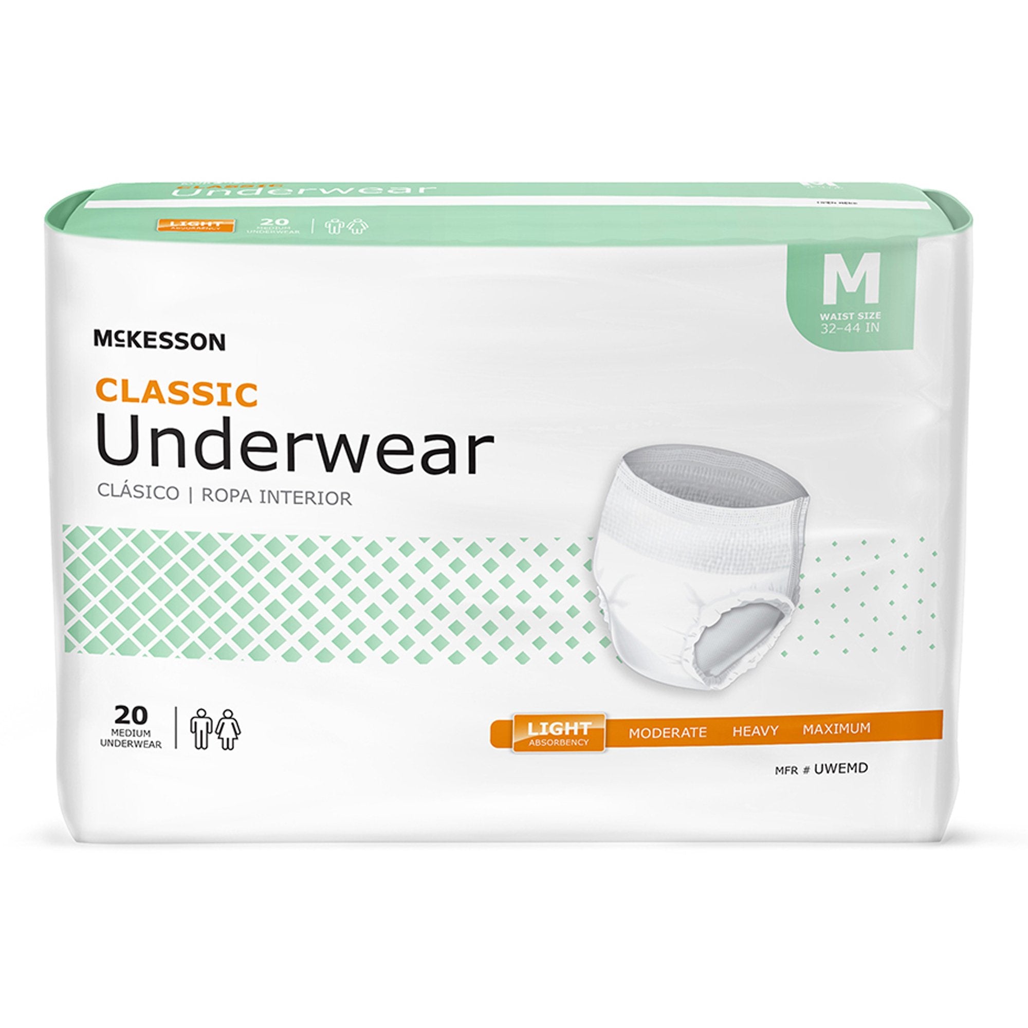 McKesson Brand - Unisex Adult Absorbent Underwear McKesson Classic Pull On with Tear Away Seams Medium Disposable Light Absorbency [4/CS]