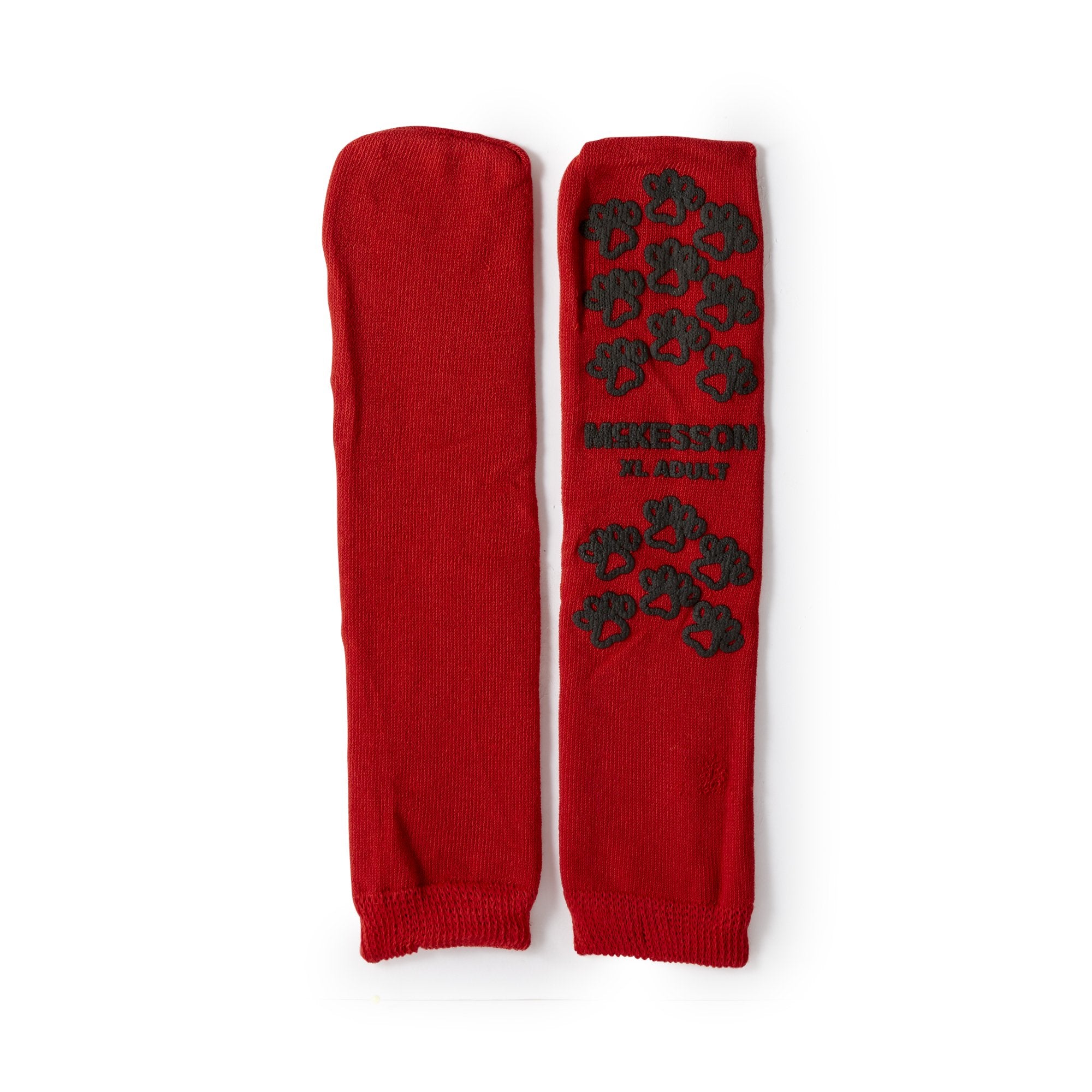 McKesson Brand - Slipper Socks McKesson Terries™ Unisex Adult X-Large Single Tread Single Patient Use Red [48/CS]