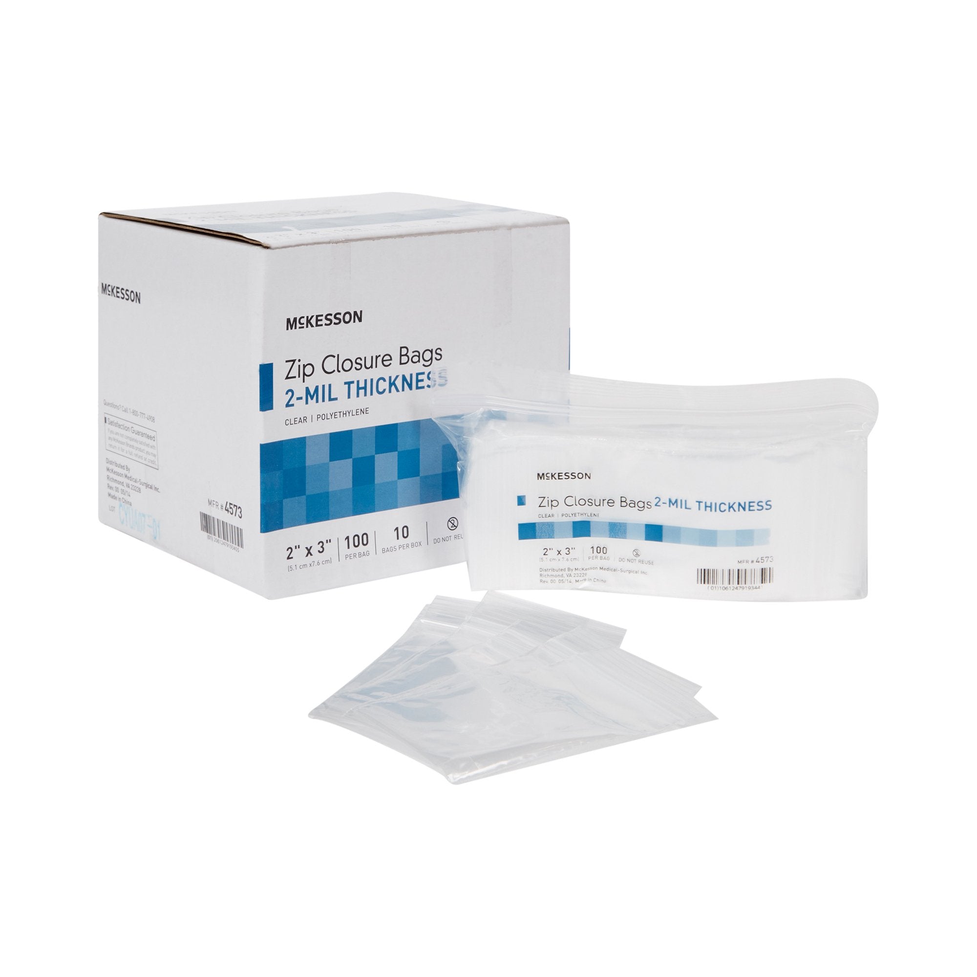 McKesson Brand - Reclosable Bag McKesson 2 X 3 Inch Polyethylene Clear Zipper Closure [120/CS]