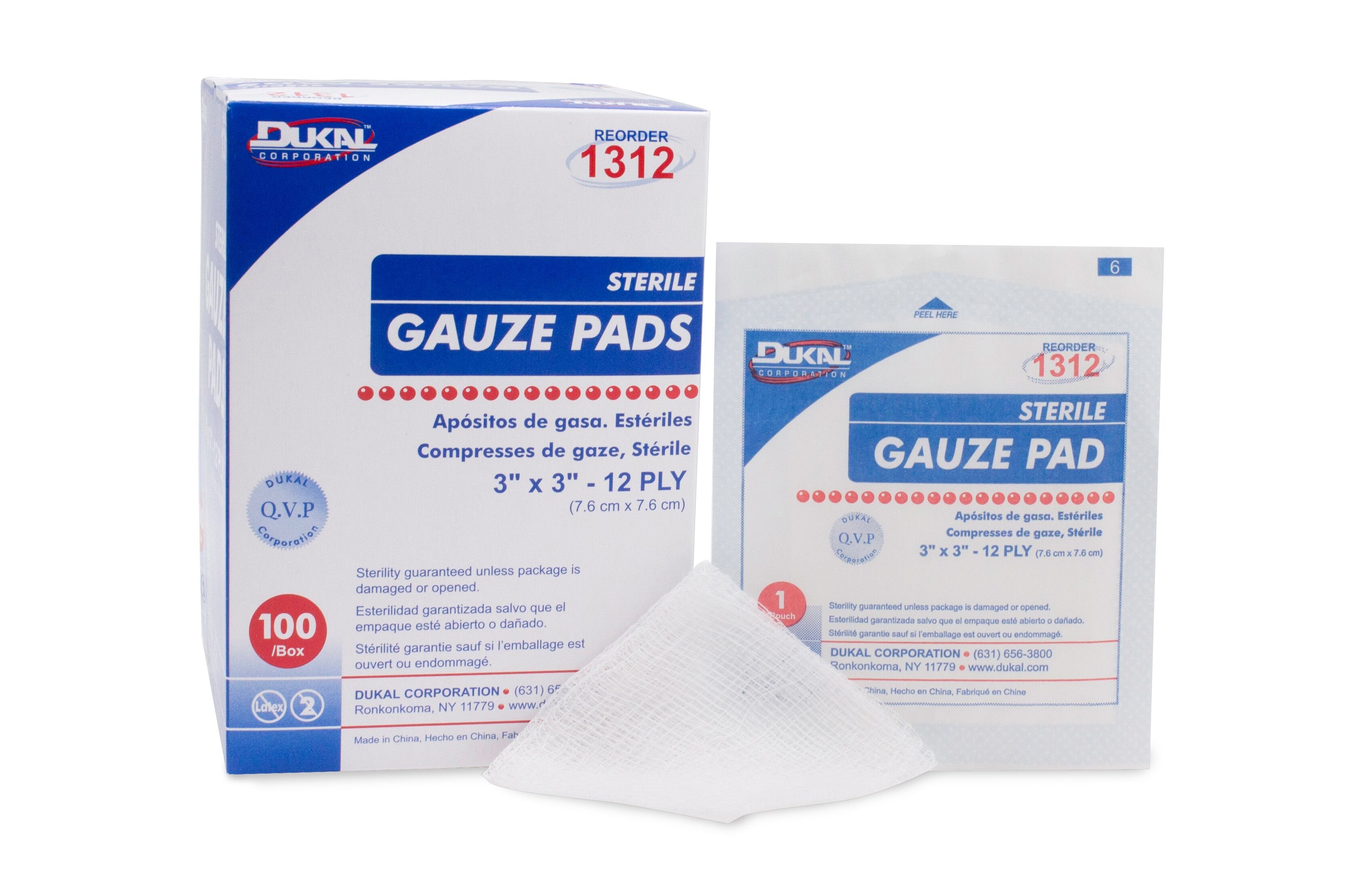 Dukal - Gauze Sponge Dukal™ 3 X 3 Inch 12-Ply Sterile 1 per Pack [2400/CS]