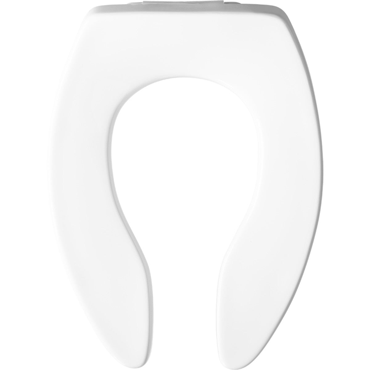 Church Elongated Open Front Less Cover Commercial Plastic Toilet Seat in White with STA-TITE® Commercial Fastening System Check Hinge