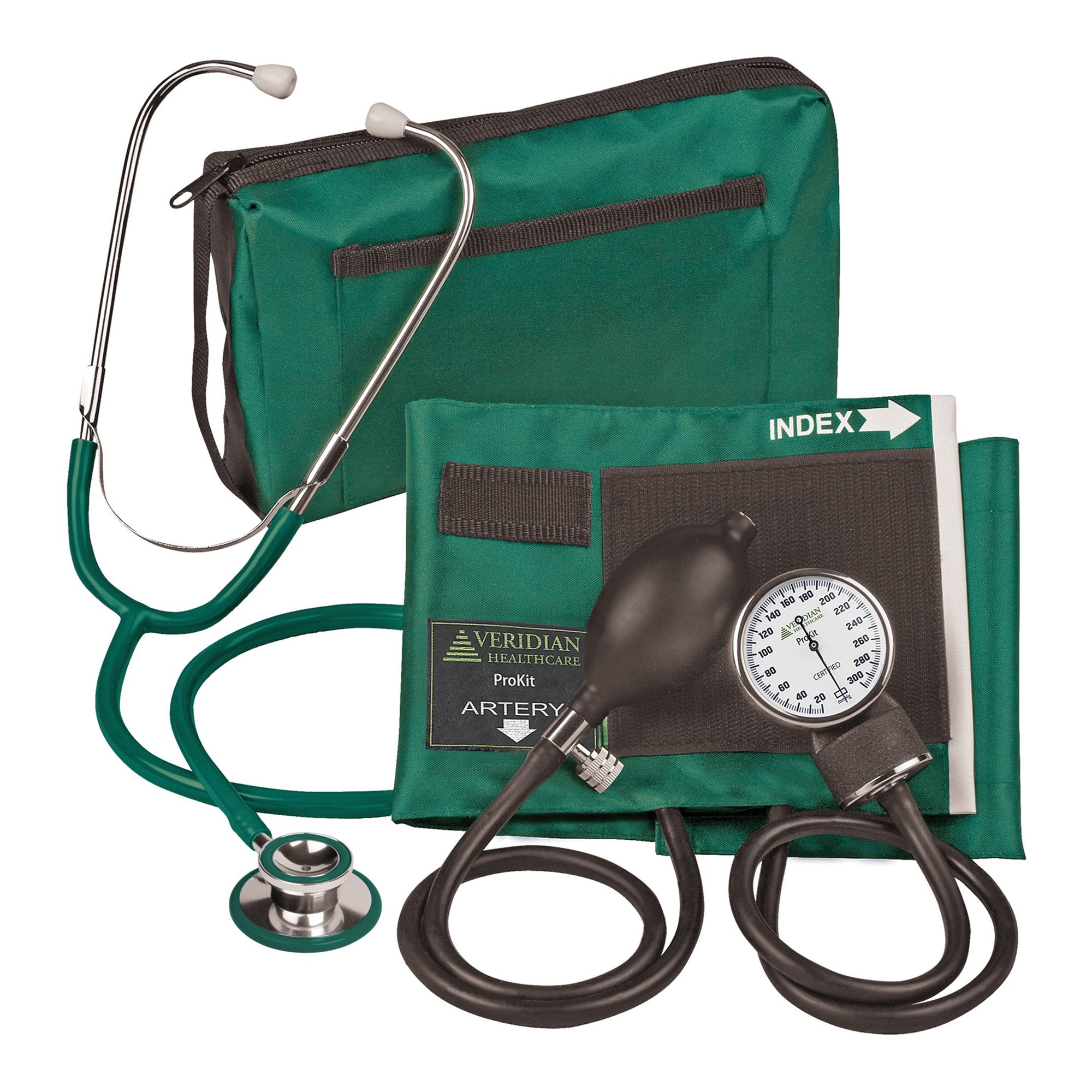 Veridian Healthcare LLC - Reusable Aneroid / Stethoscope Set Veridian 27.9 to 41.6 cm Adult Cuff Dual Head General Exam Stethoscope [20/CS] (1226069_CS)
