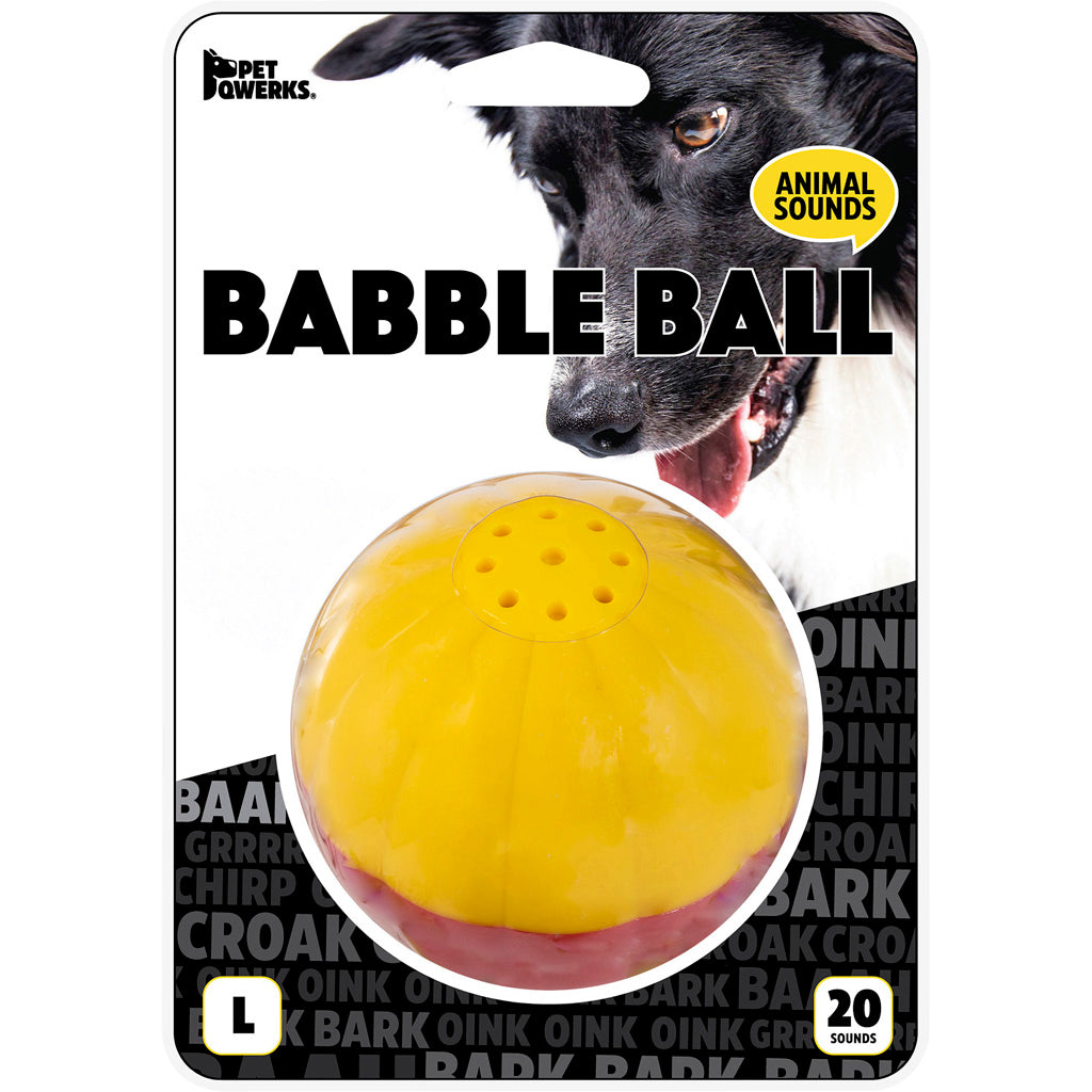 Animal Sounds Babble Ball Dog Toy (RED/YELLOW, LG)