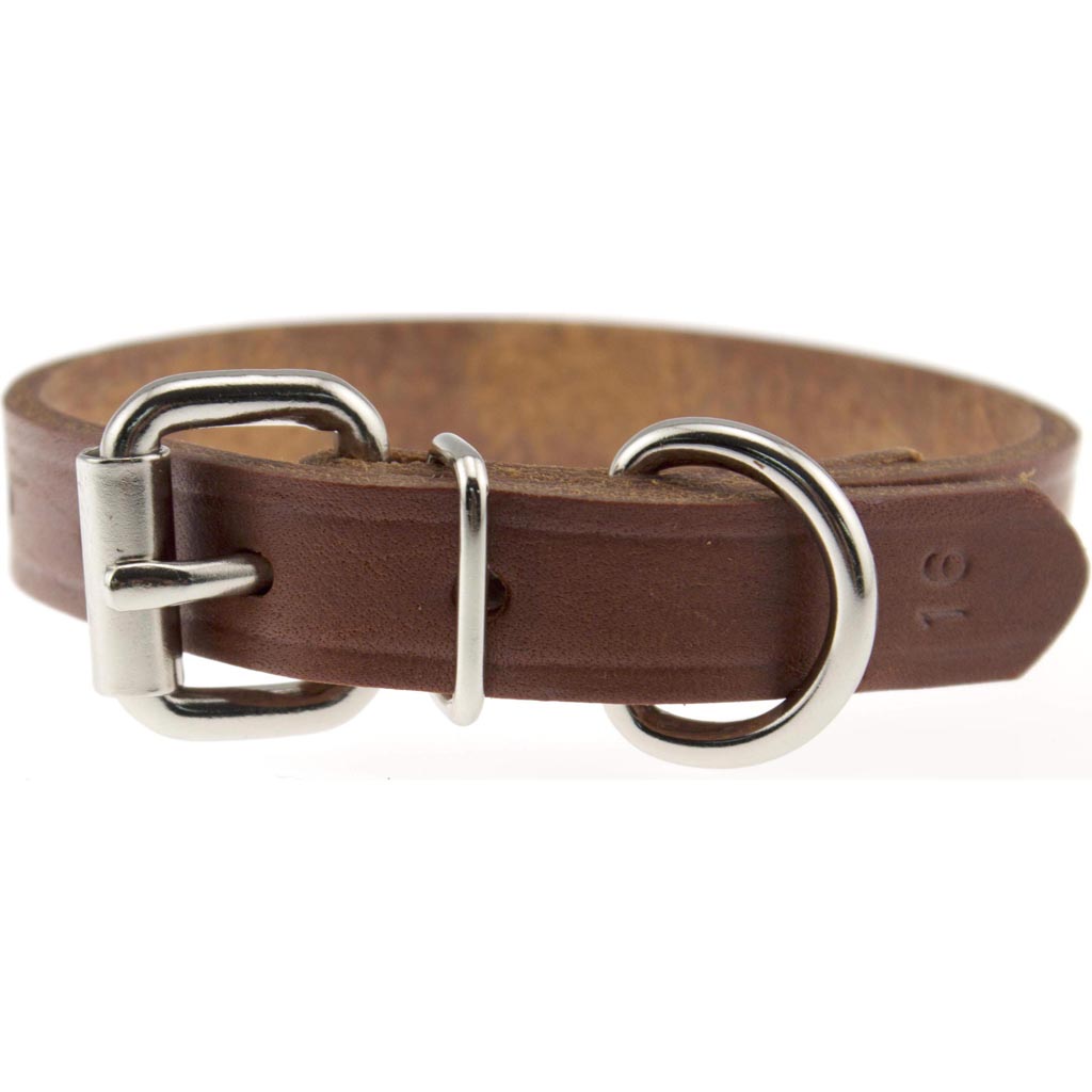 Omnipet Regular Bully Leather Collar (BROWN, 3/4 X 18 IN)