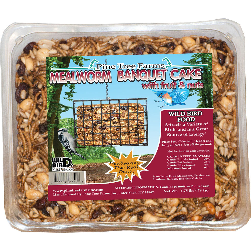 Pine Tree Farms Mealworm Banquet Large Seed Cake (FRUIT/NUT, 1.75 LB)