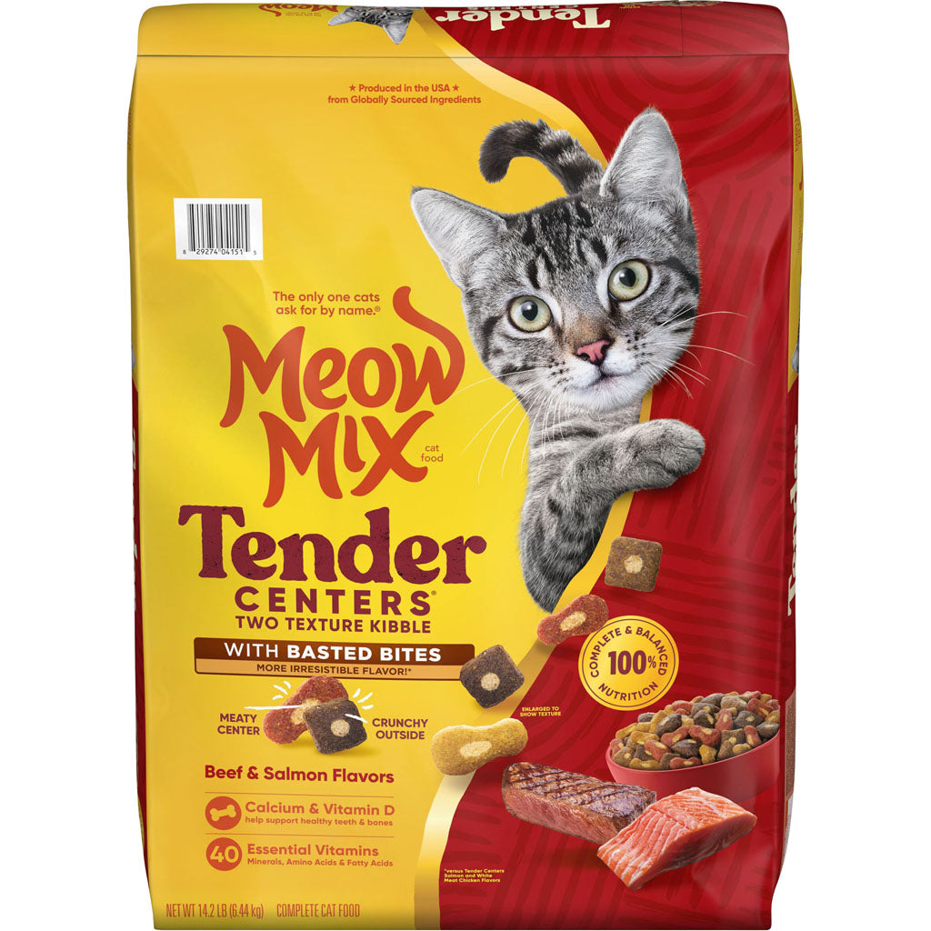 Meow Mix Tender Centers Dry Cat Food (BEEF/SALMON, 14.2 LB)