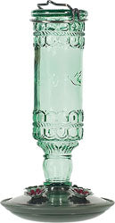 Antique Glass Bottle Hummingbird Feeder (GREEN, 10 OZ CAP)