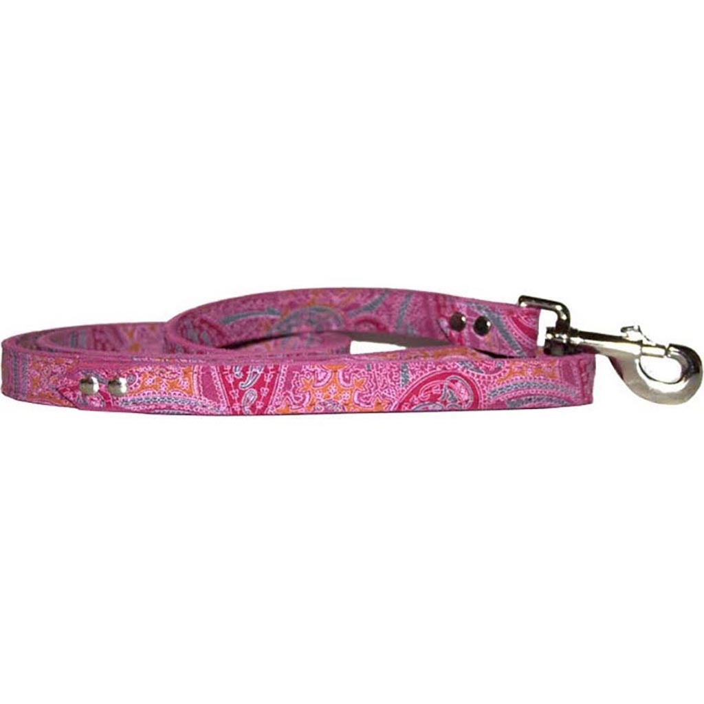 Leather Paisley Dog Leash (PINK, 1/2X4FT)