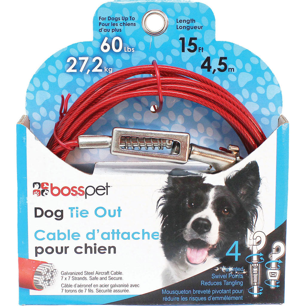 Boss Pet Tie-Out W/ Spring (15 FT) [009141]