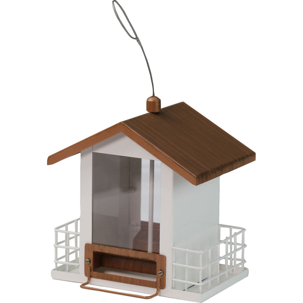 Double Suet Hopper Bird Feeder (WHITE/BROWN, 2 CAKE CAP)