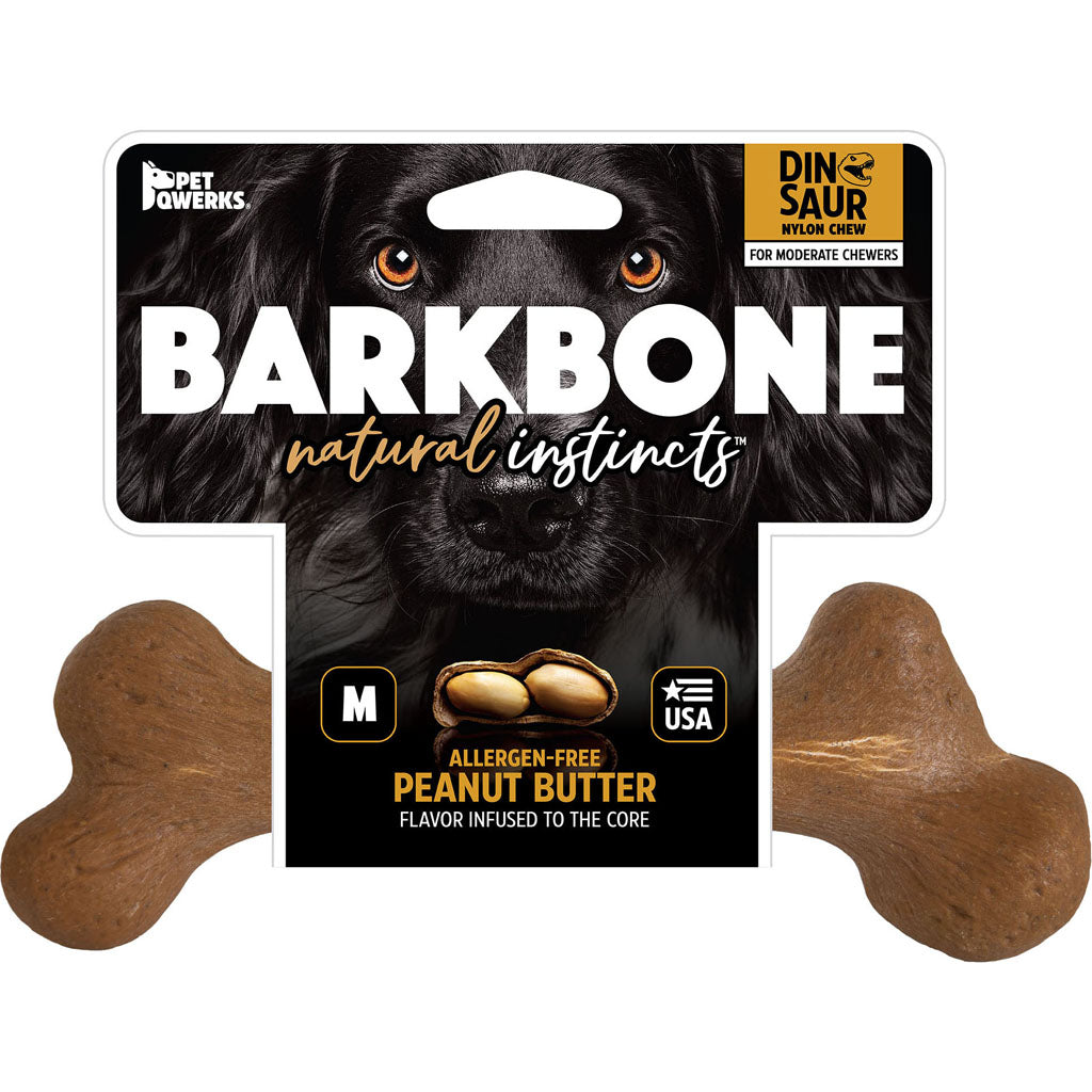 Dinosaur Barkbone Usa Wood Dog Chew (PEANUT BUTTER, MD)