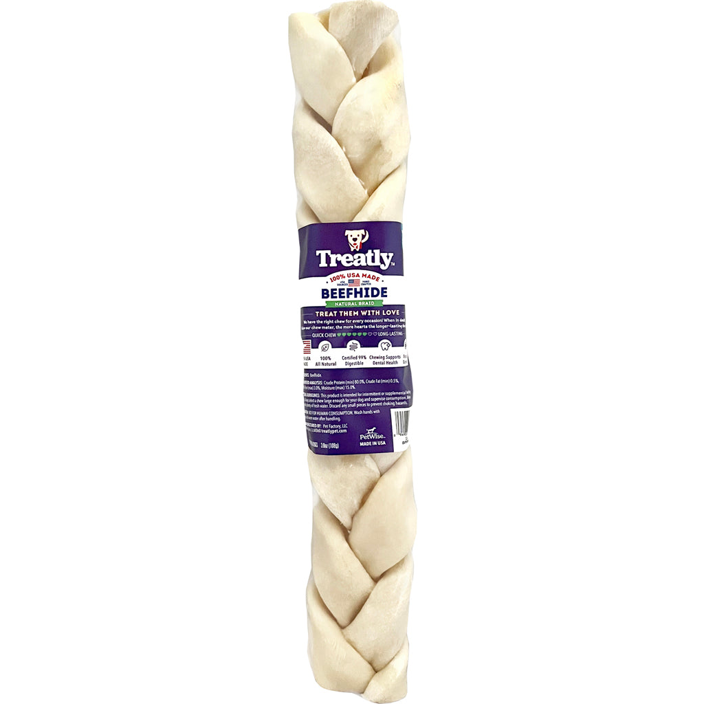 Treatly 100% Usa Beefhide Braids (NATURAL, 12 IN-1 PK)