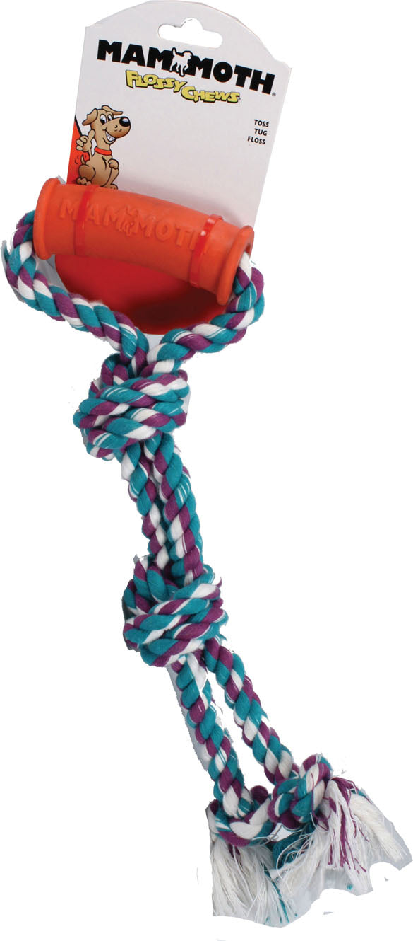Flossy Chews Twin Tug W/Rubber Handle (MULTI, 16 IN)