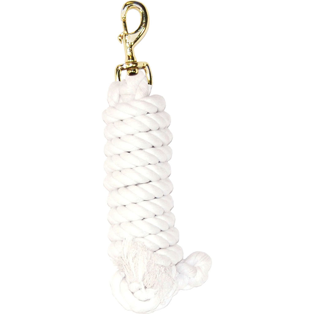 Hamilton Cotton Rope Lead W/Brass Bolt Snap (WHITE, 10 FT)