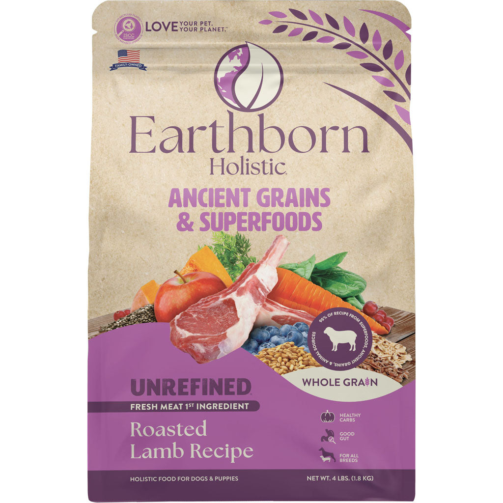 Earthborn Holistic Unrefined Whole Grain Dog Food (ROASTED LAMB, 4 LB)