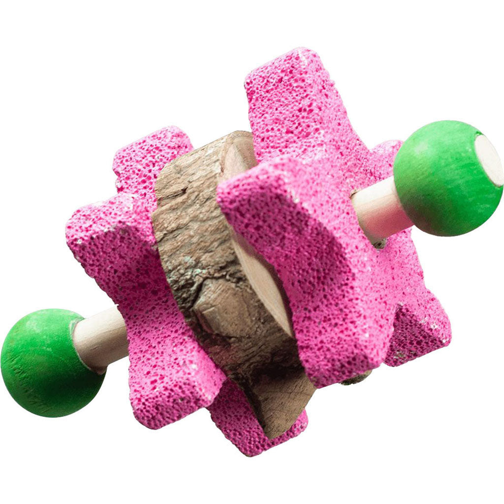 Nibbles Pumice Star Dumbbell W/Wooden Blocks Chew
