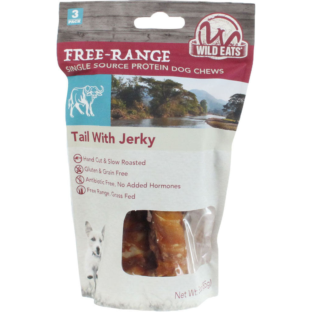 Wild Eats Tail With Jerky Dog Treats (BUFFALO, 6 IN-3 PK)