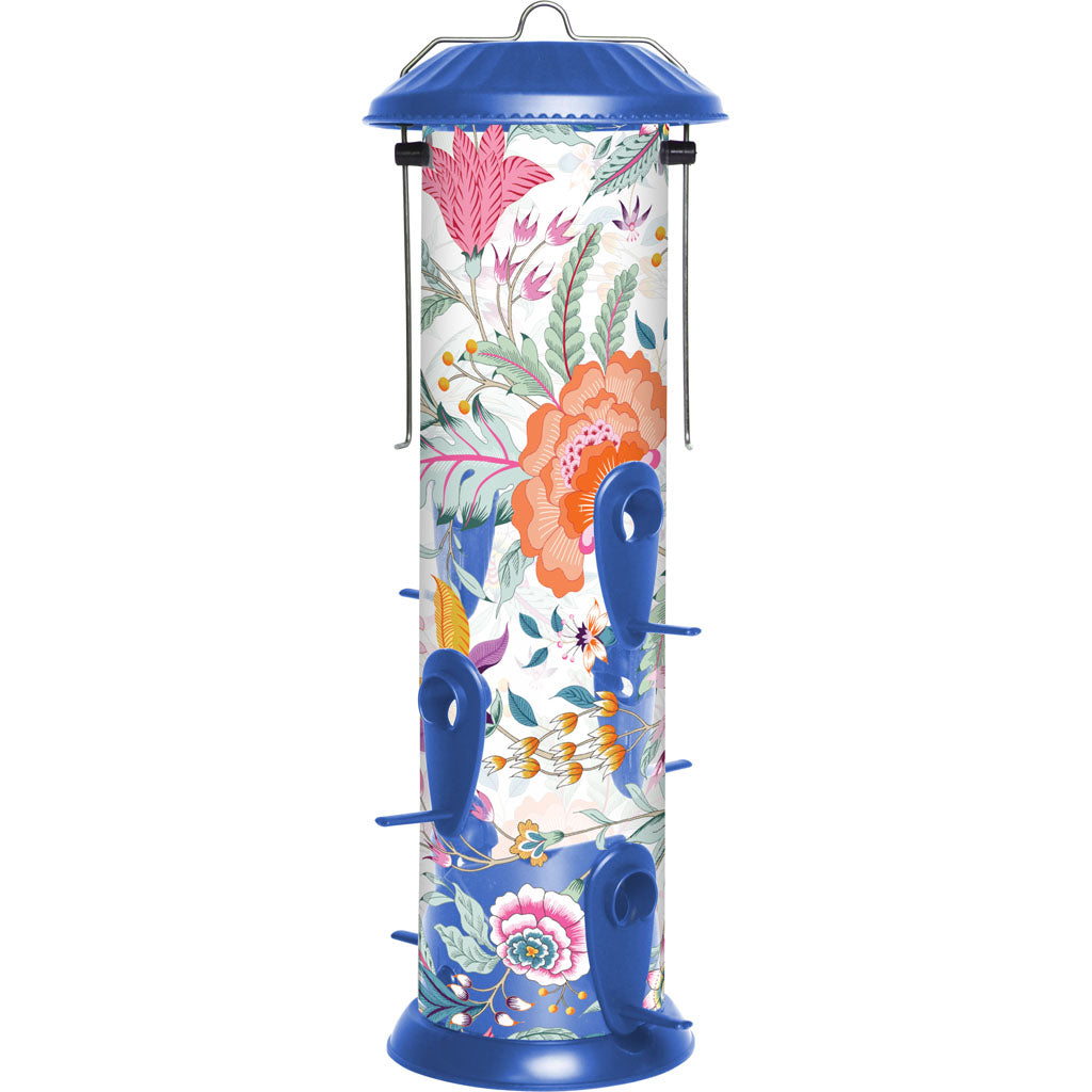 Fantasy Floral Easy Clean Plastic Feeder (BLUE, 2.8 QT CAP)