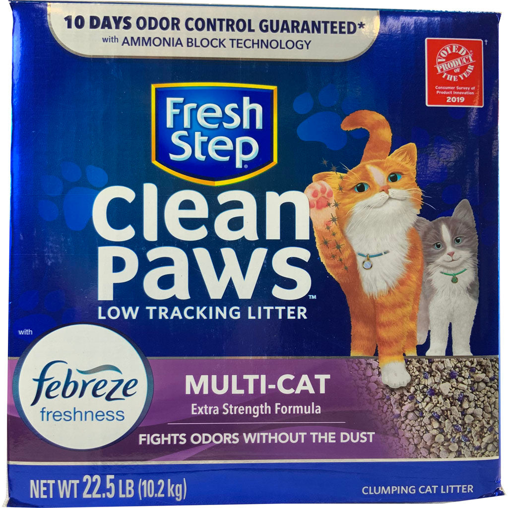 Fresh Step Clean Paws Multi-Cat Litter W/Febreze (22.5 LB)