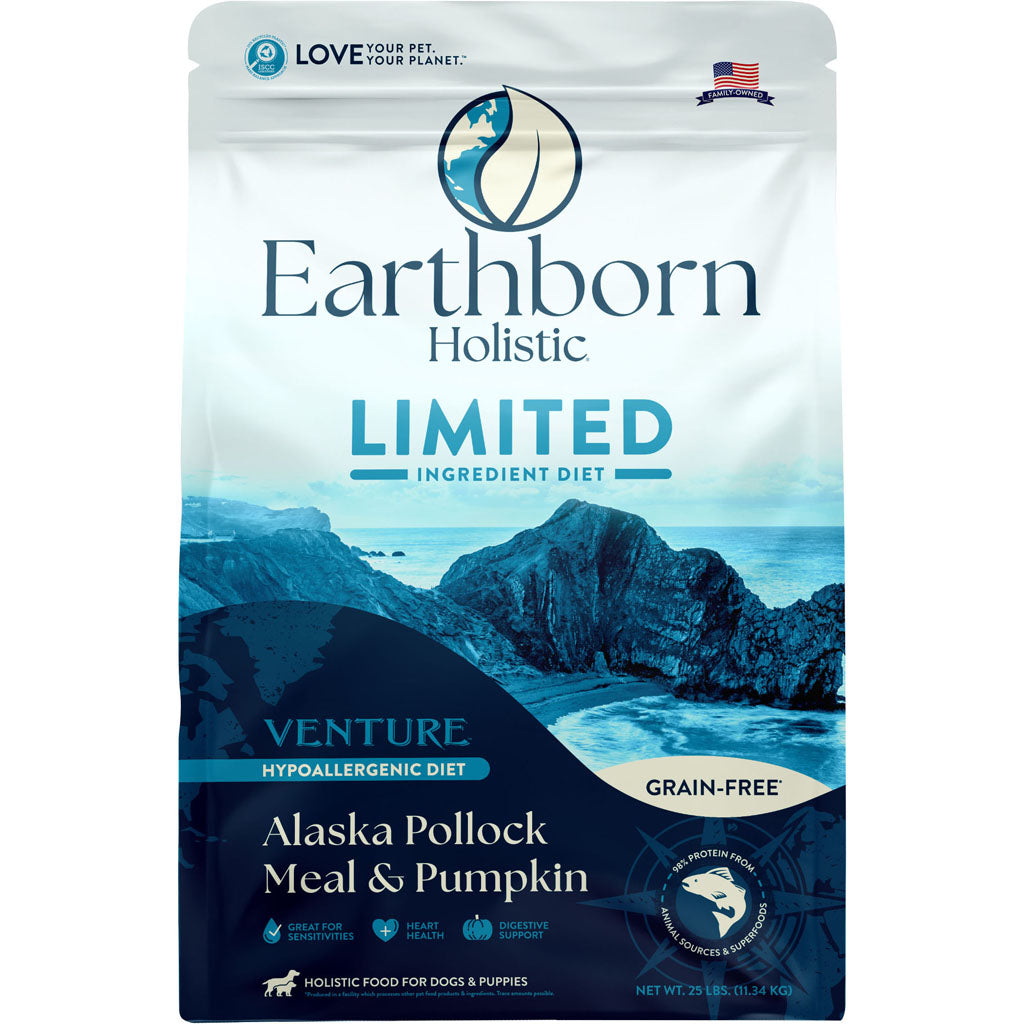 Earthborn Holistic Venture Lid Grain Free Dog Food (POLLOCK/PUMPKIN, 25 LB)