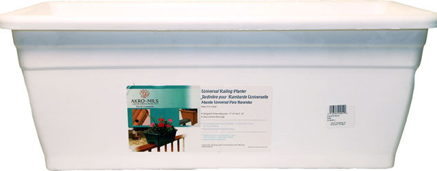 Deck Rail Plastic Box Planter (WHITE, 24 IN)