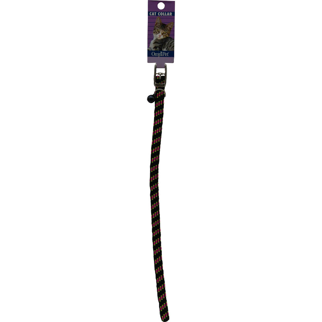 Pattern Stretch Cat Kwik Klip Collar W/ Bell (BLACK, 3/8 X 8-14 IN)