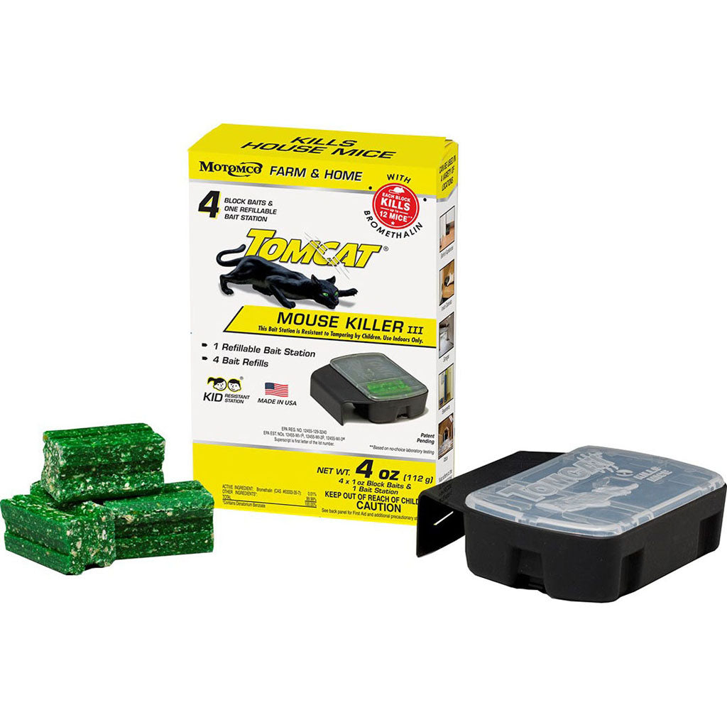 Tomcat Mouse Killer Iii Refillable Bait Station (BLACK, 1 OZ-4 CT)