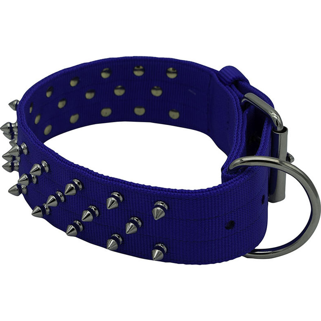 Bravo Nylon Spiked Dog Collar (BLUE, 25 IN)