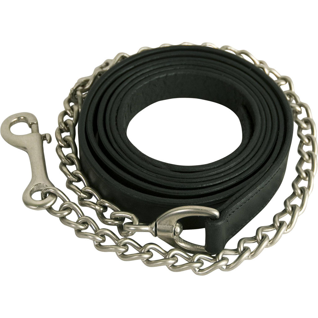 Gatsby Leather Lead W/30  Chain (BLACK, 7.5 FT X 30 IN)